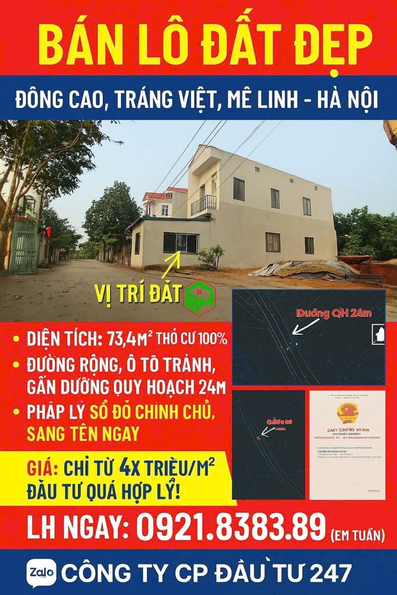73,4m Đất Bìa Làng Tráng Việt Đường Rộng 6m Đất Wiew Bãi Bồi Sông Hồng Cạnh Đường QH Rộng 24m